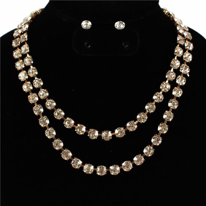 Crystal 2 Layered Necklace Set