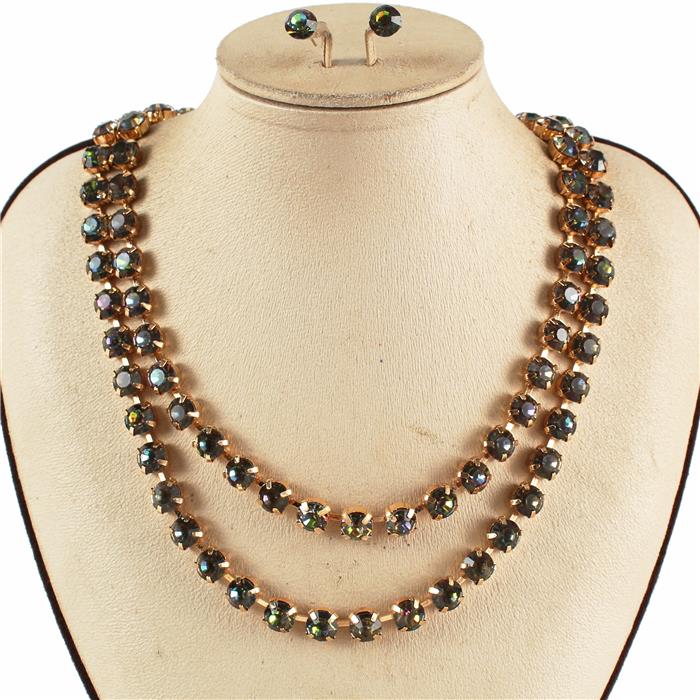 Crystal 2 Layered Necklace Set