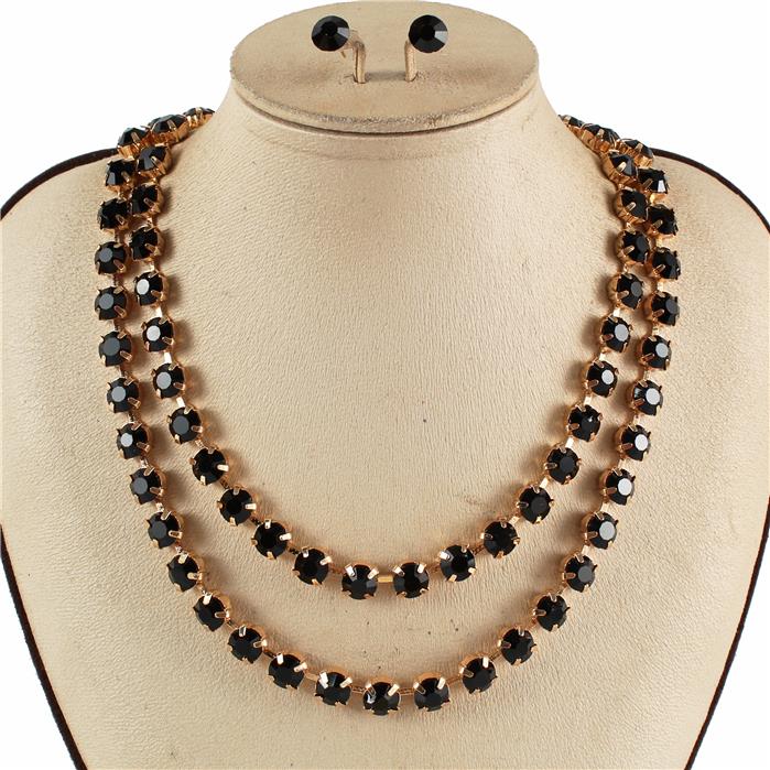 Crystal 2 Layered Necklace Set