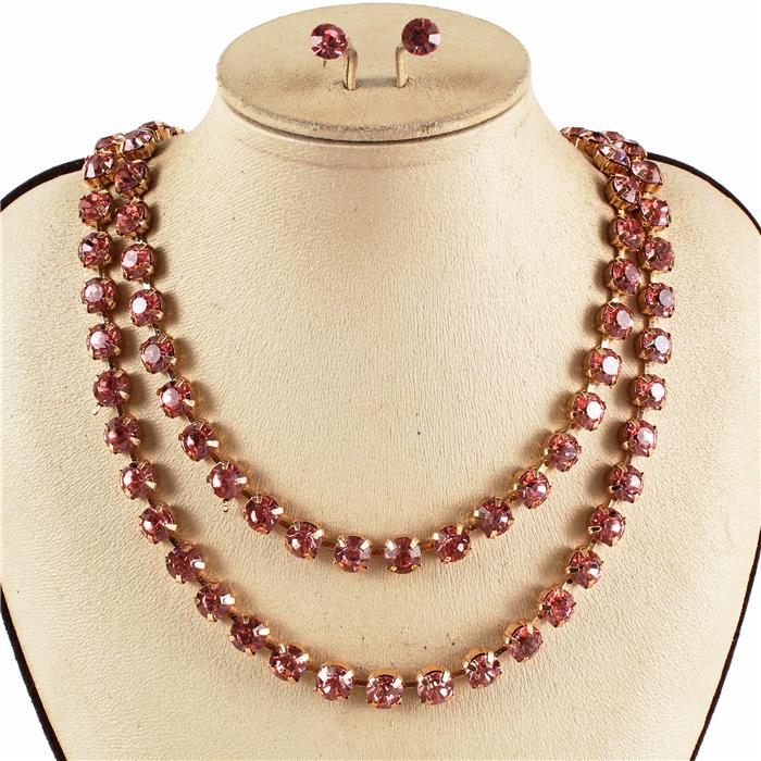 Crystal 2 Layered Necklace Set