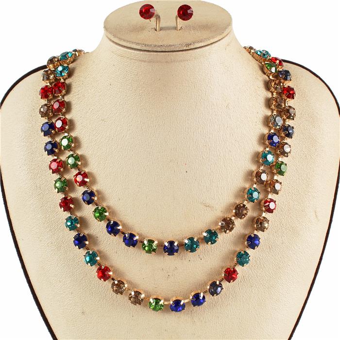 Crystal 2 Layered Necklace Set