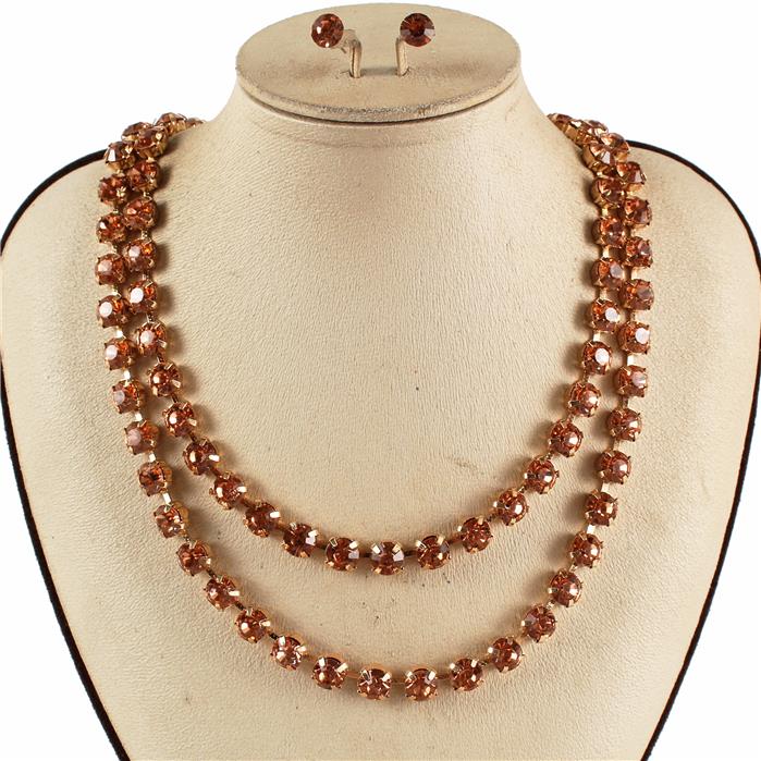 Crystal 2 Layered Necklace Set