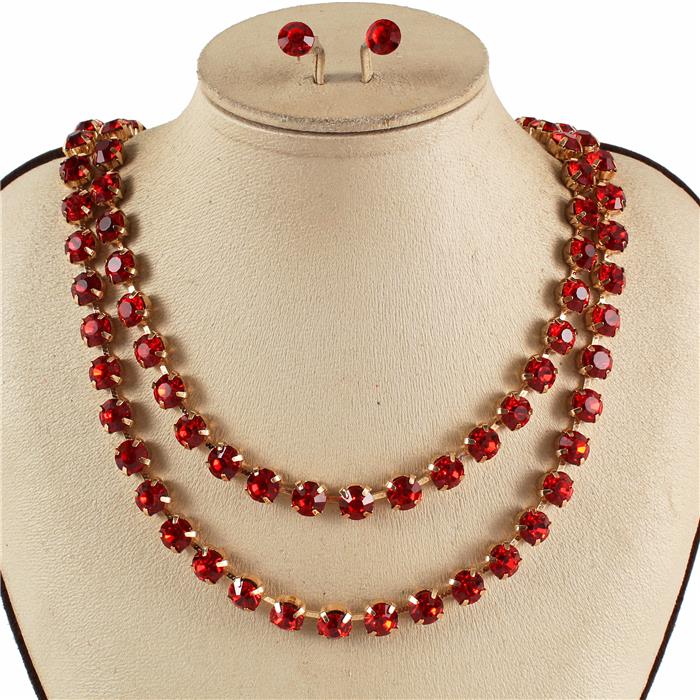 Crystal 2 Layered Necklace Set