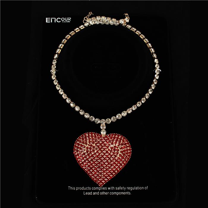 Rhinestones Heart Charm Necklace