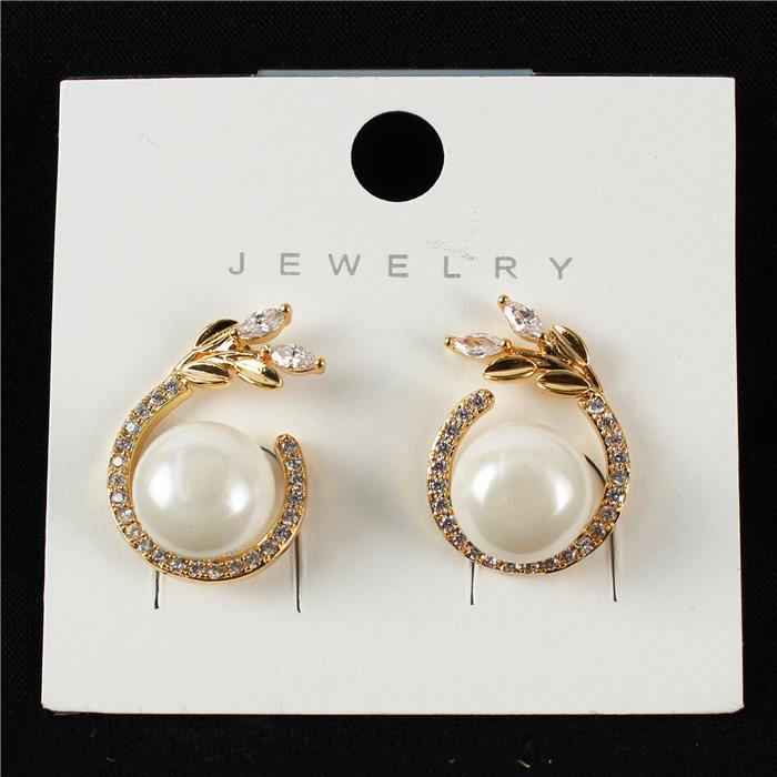 Cubic Zirconia Pearl Stud Earring