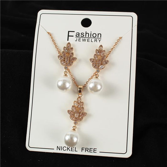 Cubic Zirconia Pearl 2 PC Set