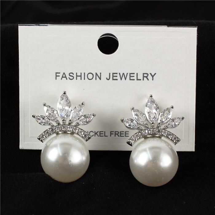 Cubic Zirconia Pearl Stud Earring