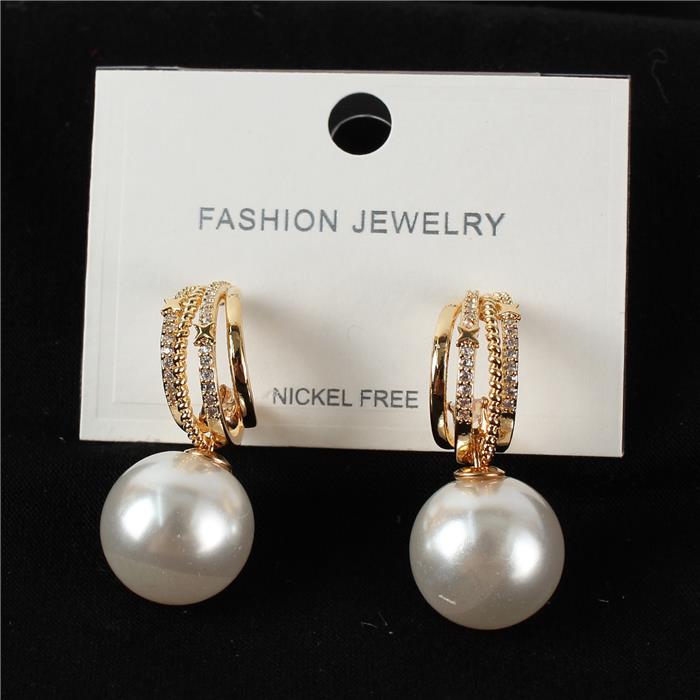 Cubic Zirconia Pearl Stud Earring