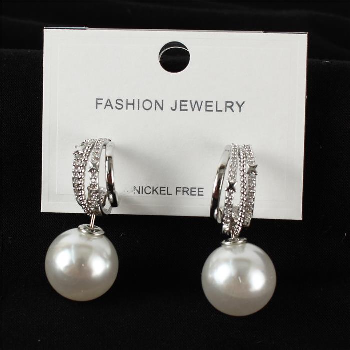 Cubic Zirconia Pearl Stud Earring