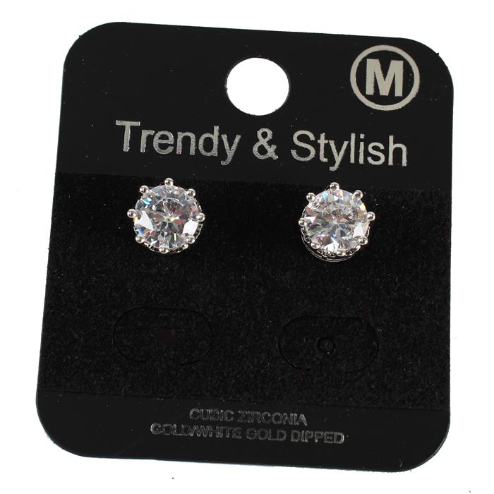 Cubic Zirconia 7 MM Round Stud Earring