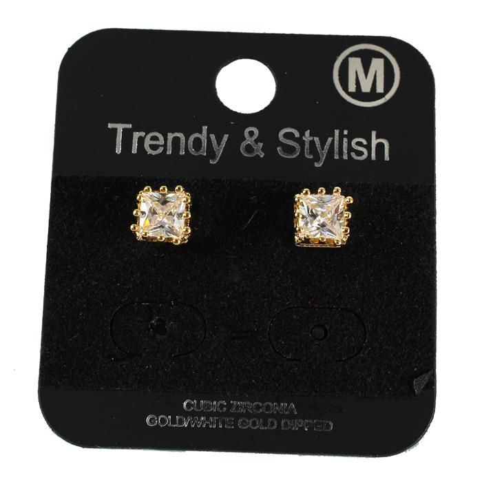 Cubic Zirconia 6 MM Square Stud Earring