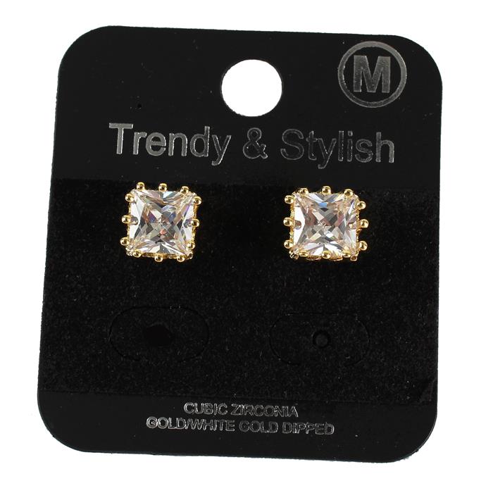 Cubic Zirconia 8 MM Square Stud Earring