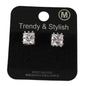 Cubic Zirconia 8 MM Square Stud Earring