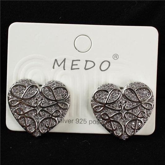 Cubic Zirconia Heart Stud Earring