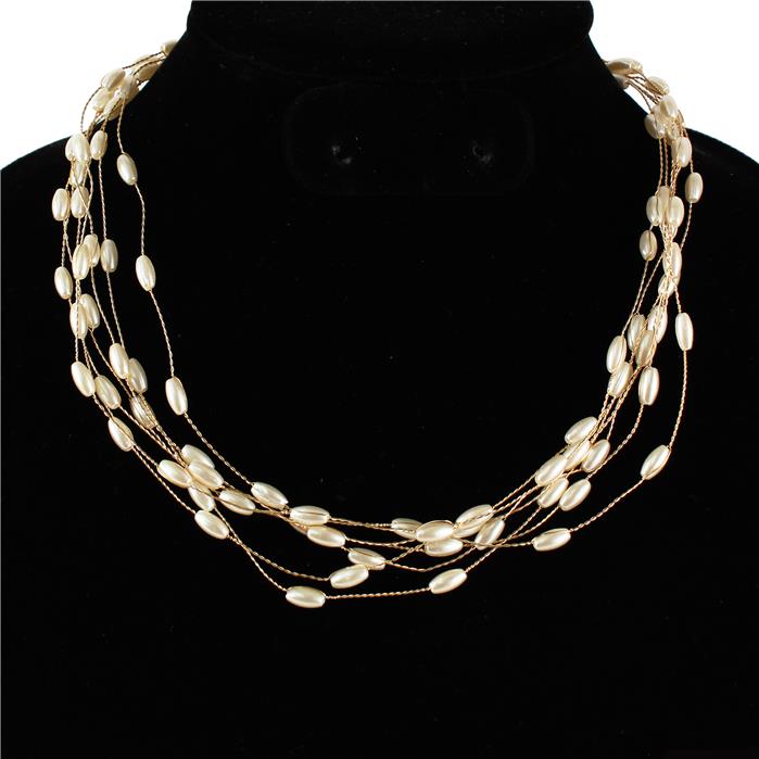 Pearl 7 Row Wire Necklace