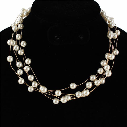 Pearl 5 Row Wire Necklace