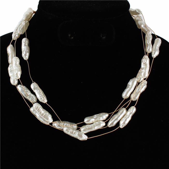 Pearl 4 Row Wire Necklace