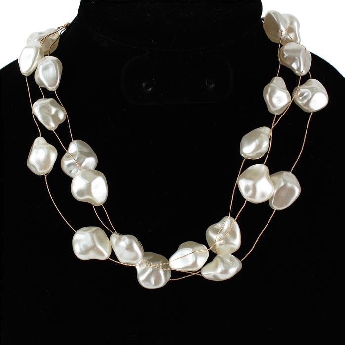 Pearl 3 Row Wire Necklace