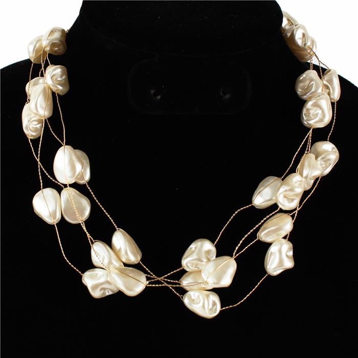 Pearl 4 Row Wire Necklace