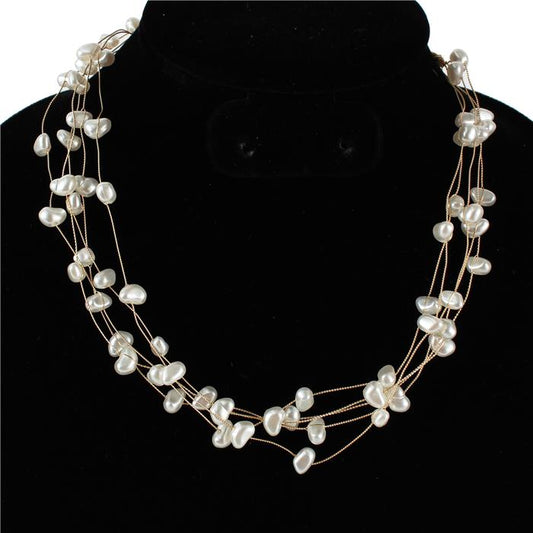 Pearl 5 Row Wire Necklace