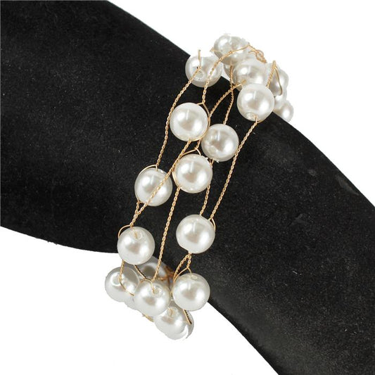 Pearl 5 Row Wire Bracelet