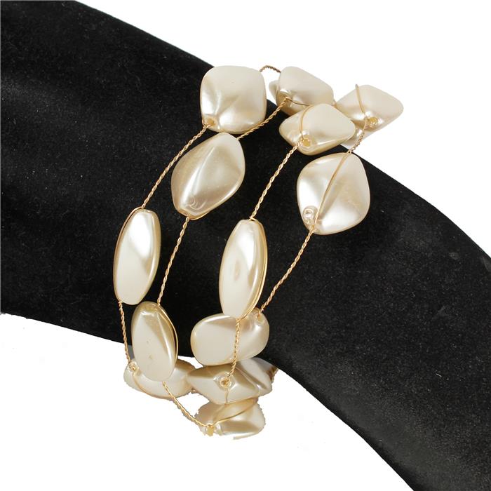 Pearl 4 Row Wire Bracelet