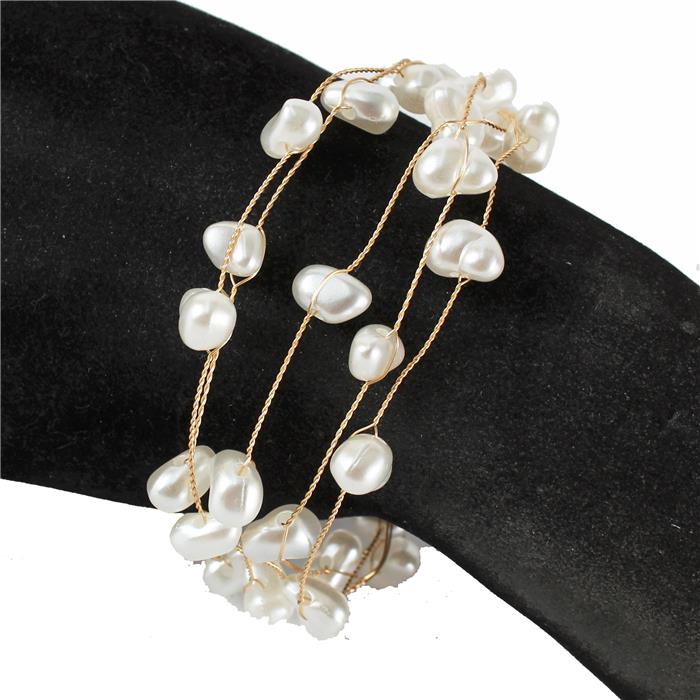 Pearl 5 Row Wire Bracelet