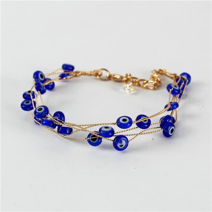 Evil Eye Gemstone Wire Layered Bracelet