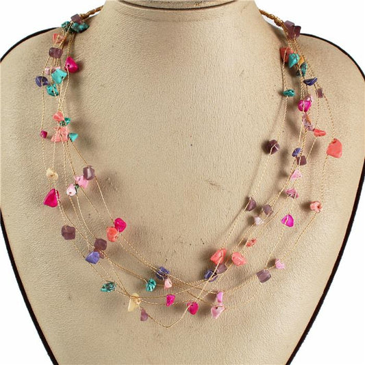 Gemstone Wire Layered Necklace