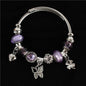 Silver With Purple Stones Charm Cuff Bangle