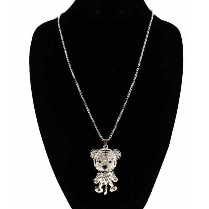 Stainless Steel Bear Charm 27  Necklace