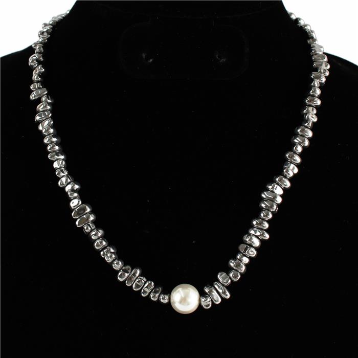 Stainless Steel Pearl Charm Necklace