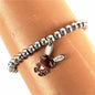 Stainless Steel Rabbit Charm Ball Stretch Bracelet