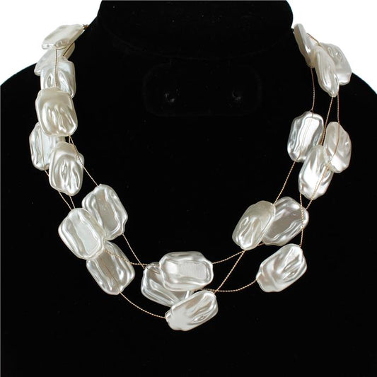 Pearl 3 Row Wire Necklace