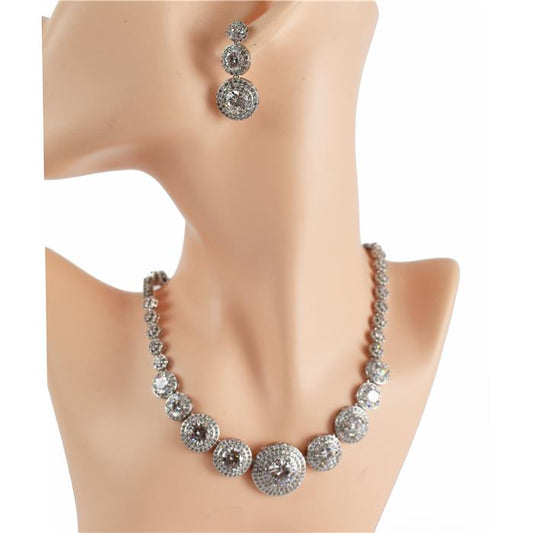 Cubic Zirconia Round Necklace Set