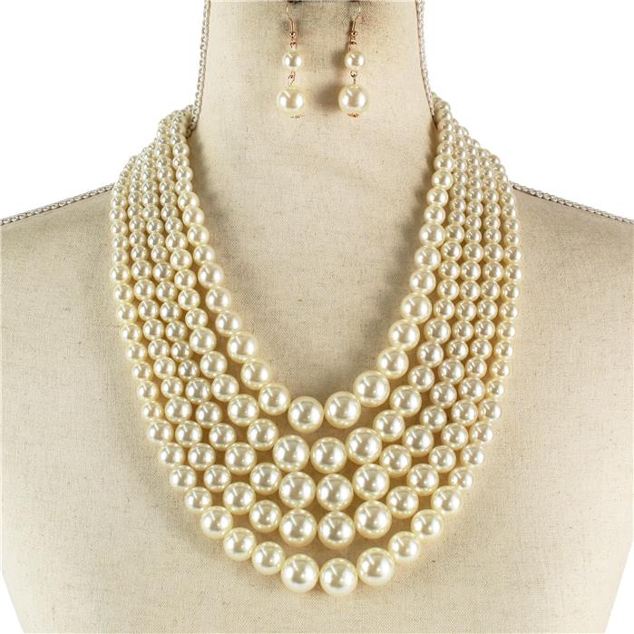 5 Layered Pearl Necklace Set