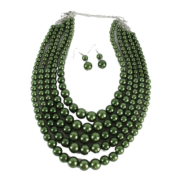 5 Layered Pearl Necklace Set