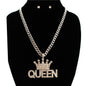 QUEEN Charm Metal Link Chain Necklace Set