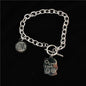 Stainless Steel GOOD LUCK N LOVE  Charm Toggle Bracelet