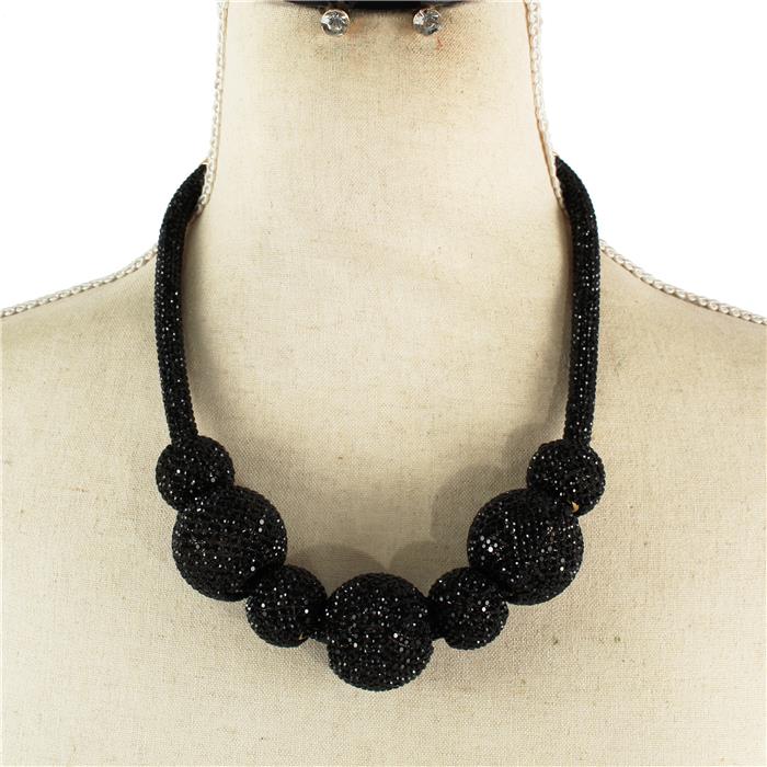 Rhinestones Chunky Ball Necklace Set