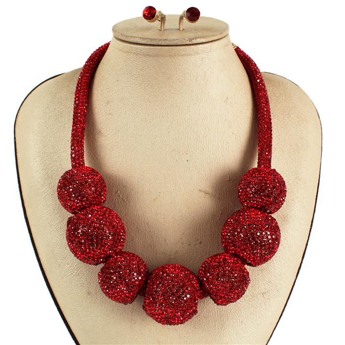 Rhinestones Chunky Ball Necklace Set