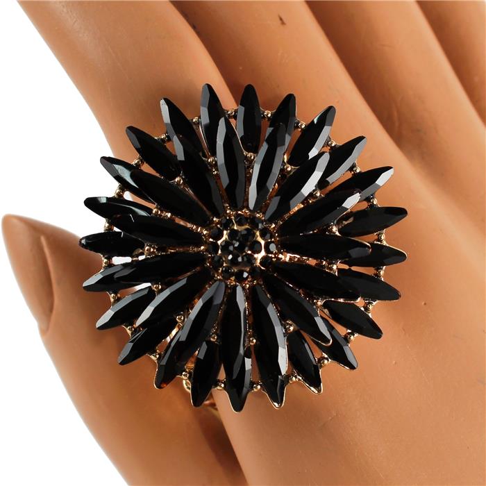 Crystal Chunky Flower Round Stretch Ring