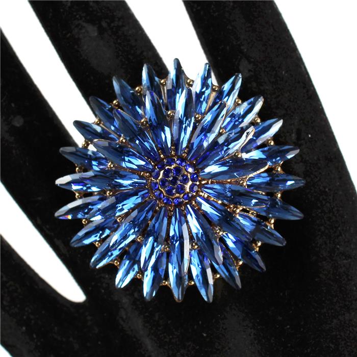 Crystal Chunky Flower Round Stretch Ring