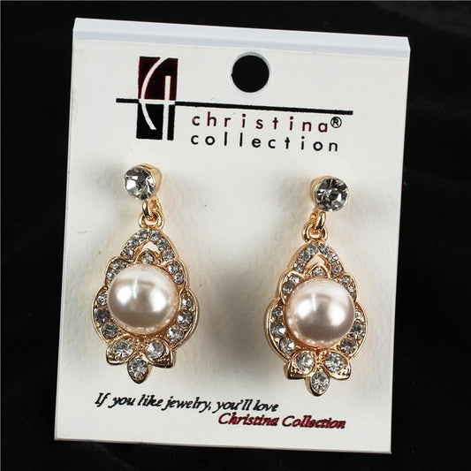 Pearl Rhinestones Stud Earring