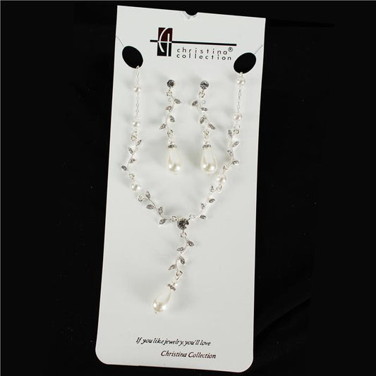 Pearl With Rhinestone Necklace Set