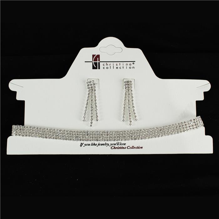 4 Lines Rhinestone Choker Set