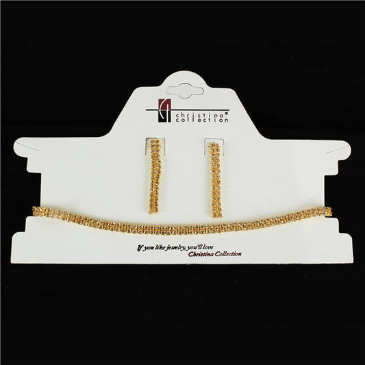 2 Lines Rhinestone Choker Set