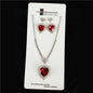 Rhinestone Chunky Heart Charm Necklace Set