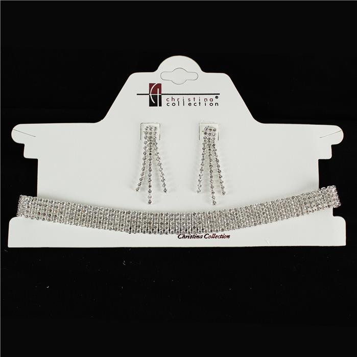 5 Lines Rhinestone Choker Set