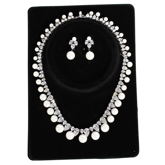 Cubic Zirconia With Pearl Fancy Necklace Set